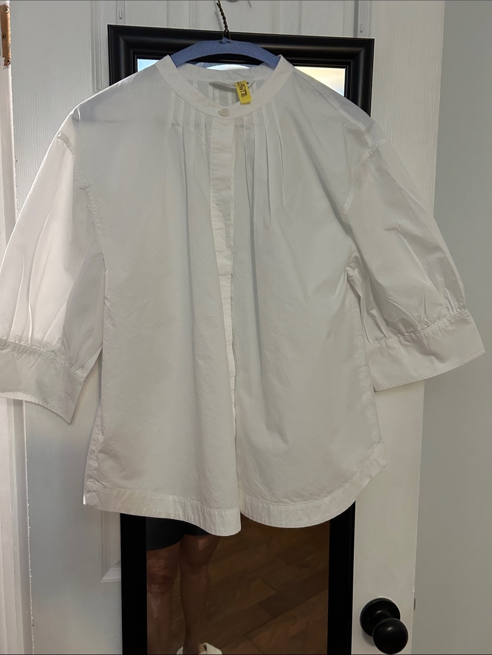Zara White Pleated Button-Front Blouse